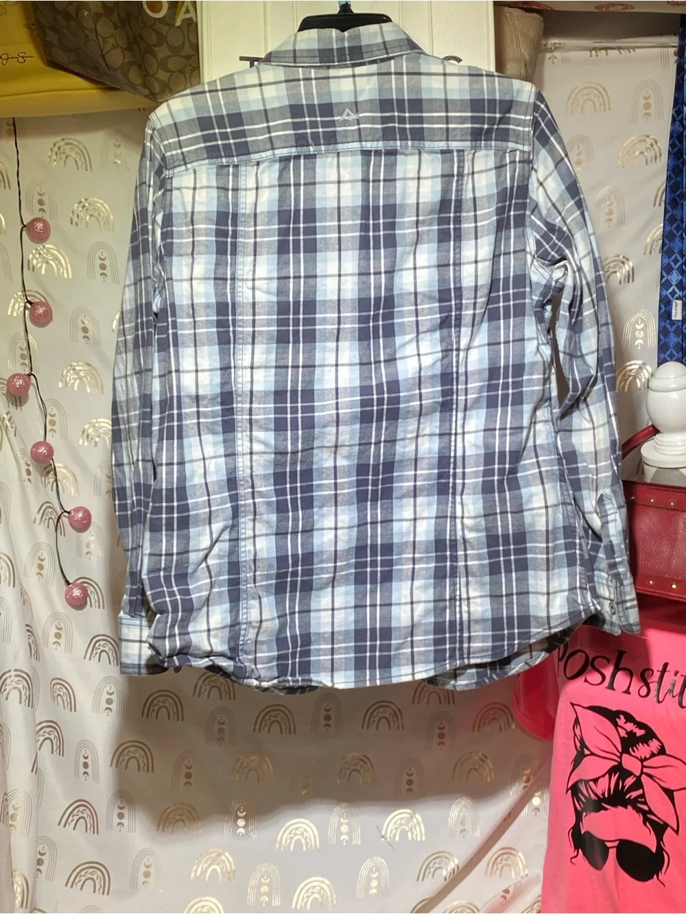 Classic Plaid Button-Down Shirt - Navy & White